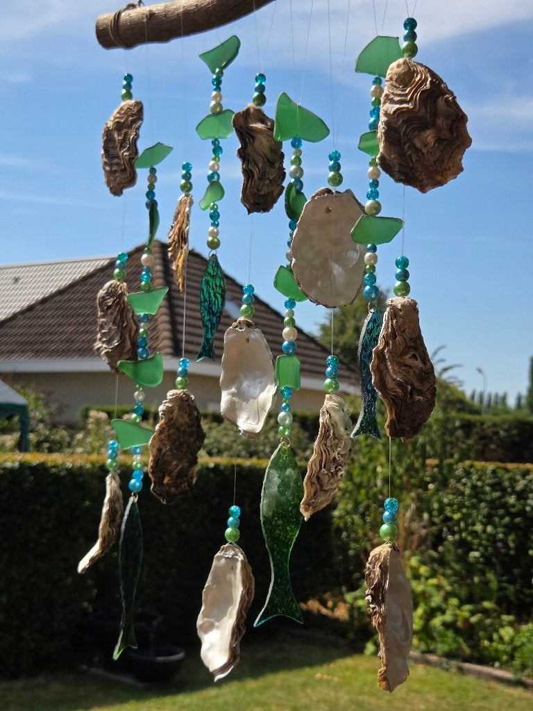 mobiel met oesterschelpen en zeeglas, Ophalen, Nieuw