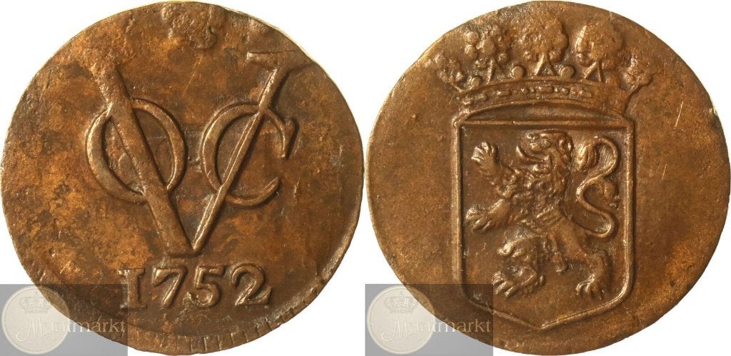 V.O.C. - Holland - Duit 1752 'Dordrecht', Ophalen of Verzenden, Vóór koninkrijk, Overige waardes, Losse munt