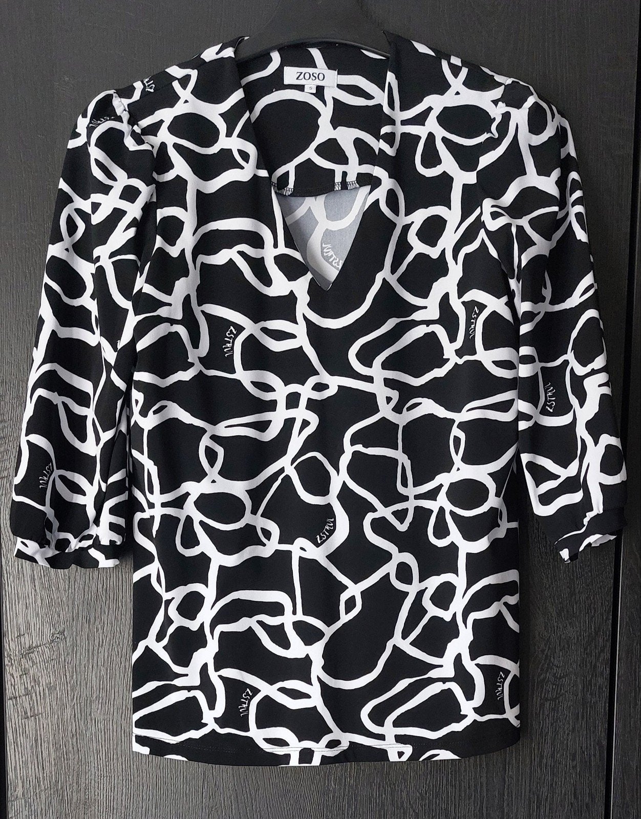 Zoso Dames top/ blouse zwart wit mt S, Ophalen of Verzenden, Zo goed als nieuw, Maat 38/40 (M), Zwart
