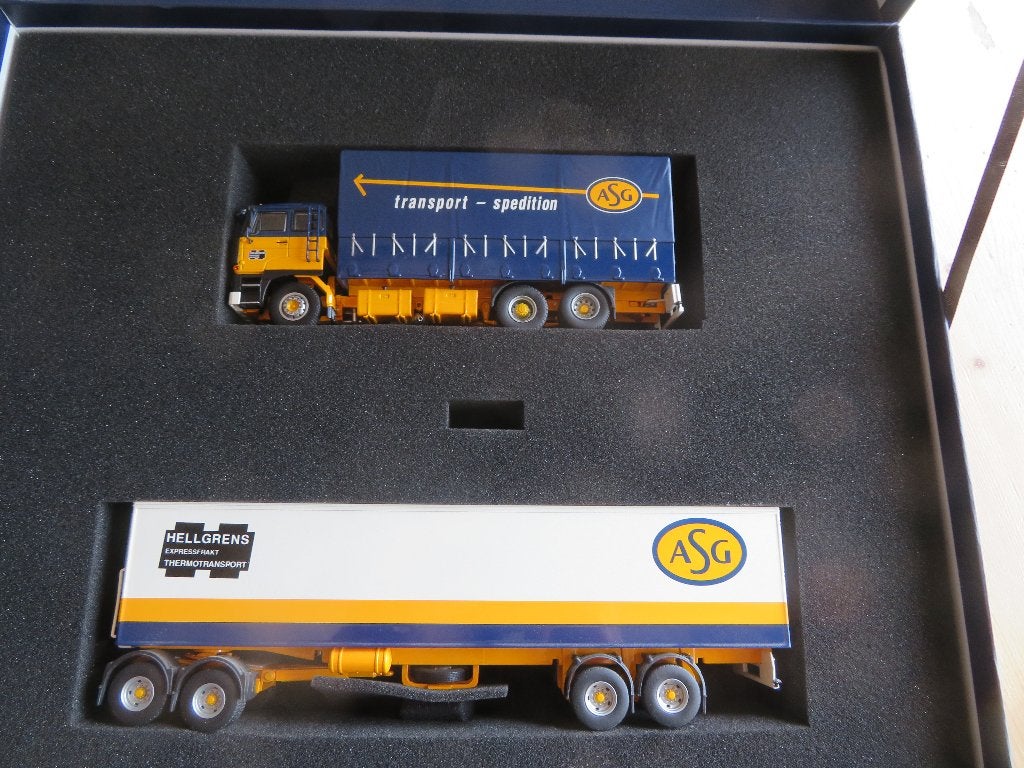 Tekno DAF 2800 bakwagen met aanhanger ASG Zweden. Nieuw, Hobby en Vrije tijd, Modelauto's | 1:50, Ophalen of Verzenden, Nieuw
