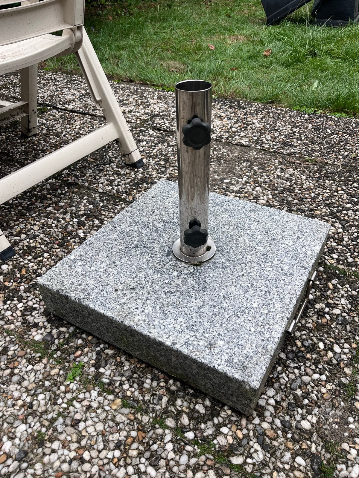 Parasolvoet van graniet, Tuin en Terras, Ophalen, Gebruikt, Minder dan 1 meter, Parasolvoet