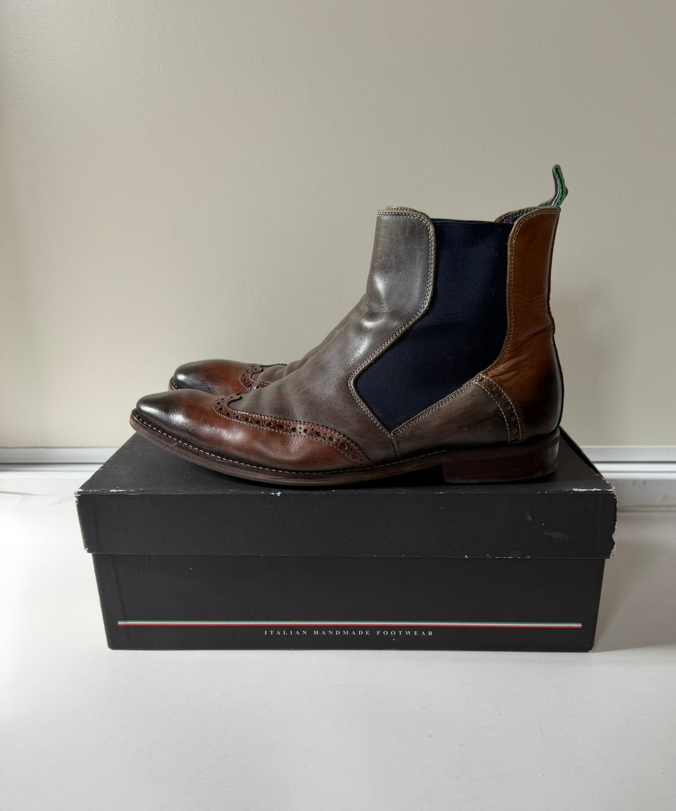 Giorgio enkelboots, heren, cognac met blauw, maat 43+, Bruin, Boots, Ophalen of Verzenden, Gedragen