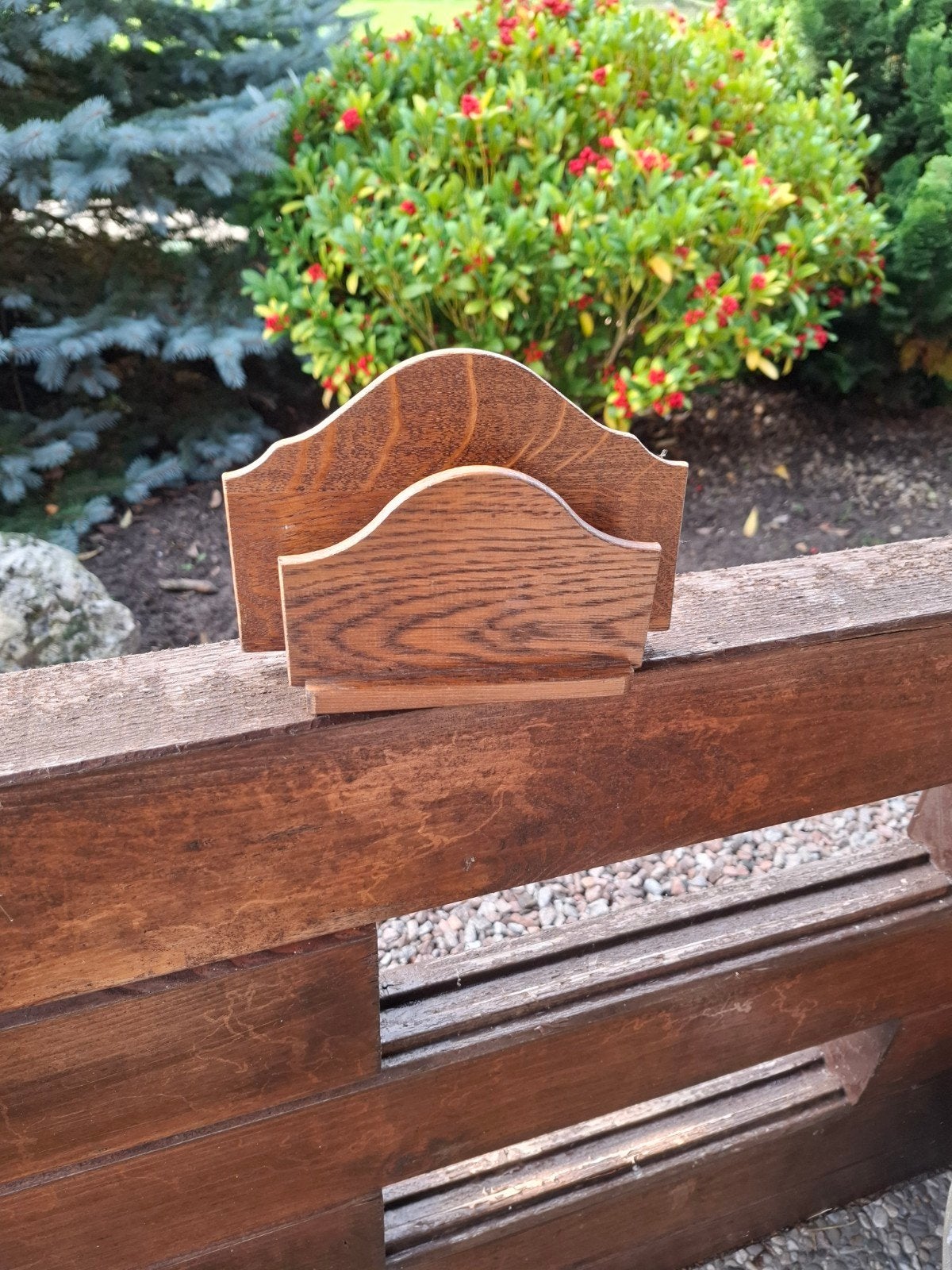 Te koop een eikenhouten koffiefilterzakhouder., Huis en Inrichting, Ophalen, Hout, Bruin, Overige typen