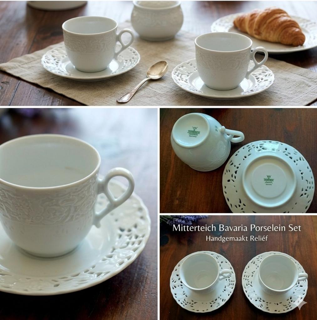 Set van 2 Vintage Mitterteich Bavaria Kop en Schotels, Ophalen, Zo goed als nieuw, Porselein, Kop en/of schotel