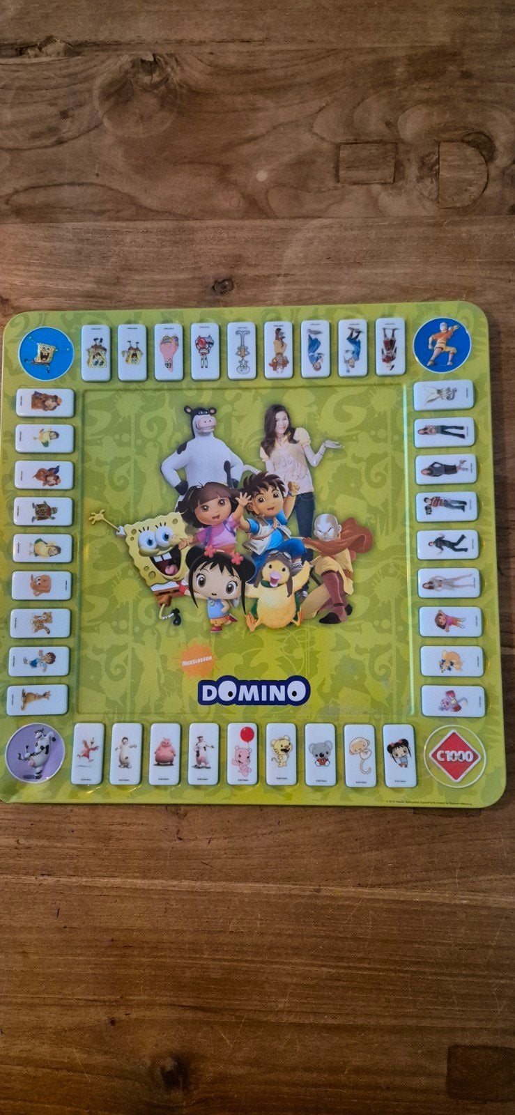 C1000 Domino verzamel- en speelbord met zakje, Een of twee spelers, Ophalen of Verzenden, Zo goed als nieuw, C1000