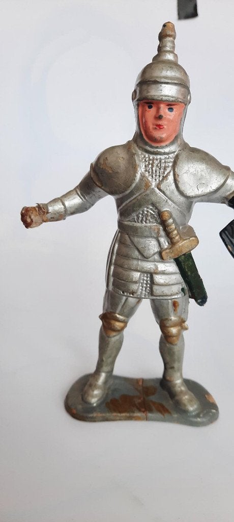 Vintage Louis Marx & Co middeleeuwse zilveren ridder, Verzenden