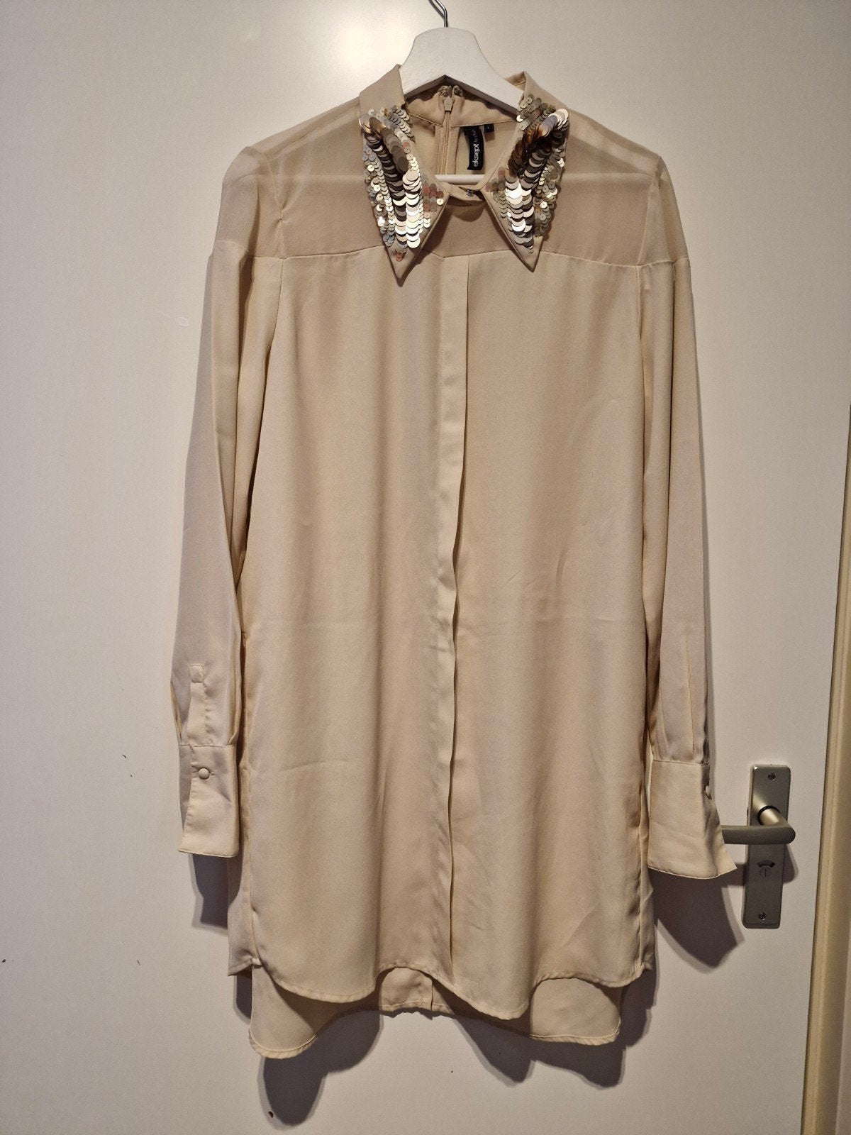 Nieuw Eksept by Shoeby Blouse met paillettenkraag - Maat L, Kleding | Dames, Blouses en Tunieken, Nieuw, Maat 42/44 (L), Beige