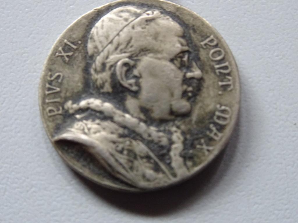 Antiek zilveren medaillon Paus Pius XI PONT MAX 2cm 1922, Ophalen of Verzenden