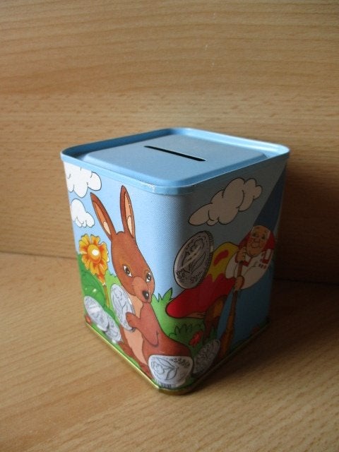 David de Kabouter blikken spaarpot  9cm  1988, Ophalen of Verzenden, Gebruikt