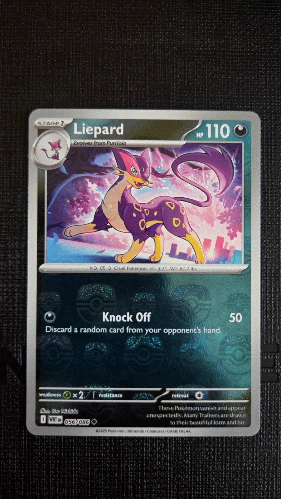 Liepard Master Ball, 056/086 WHT(en). Nm., Ophalen of Verzenden, Zo goed als nieuw, Losse kaart, Foil