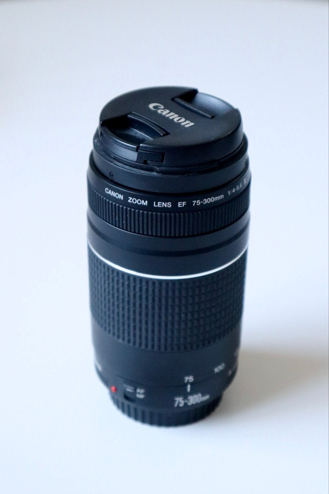 Canon EF 75-300mm F/4-5.6 III objectief met ET-60 zonnekap, Audio, Tv en Foto, Fotografie | Lenzen en Objectieven, Gebruikt, Telelens