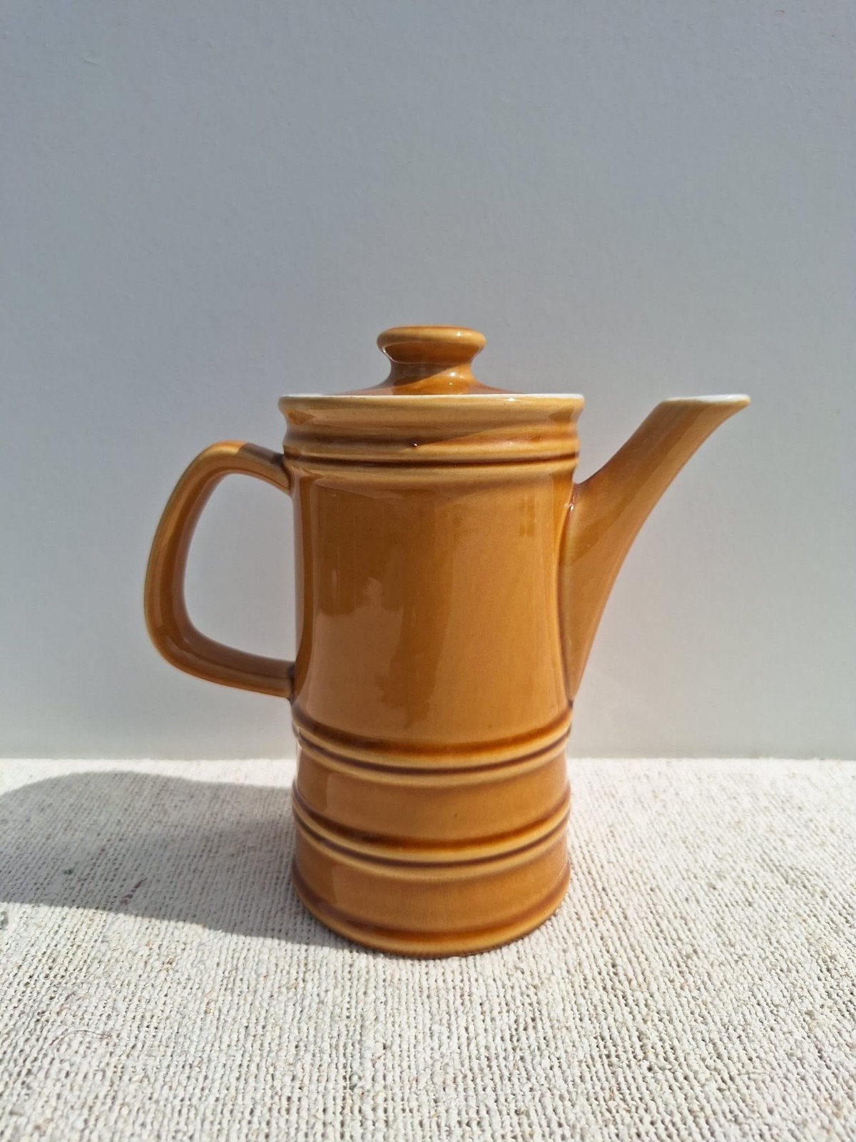 vintage mosterdgeel koffiepotje jaren '70, Ophalen of Verzenden