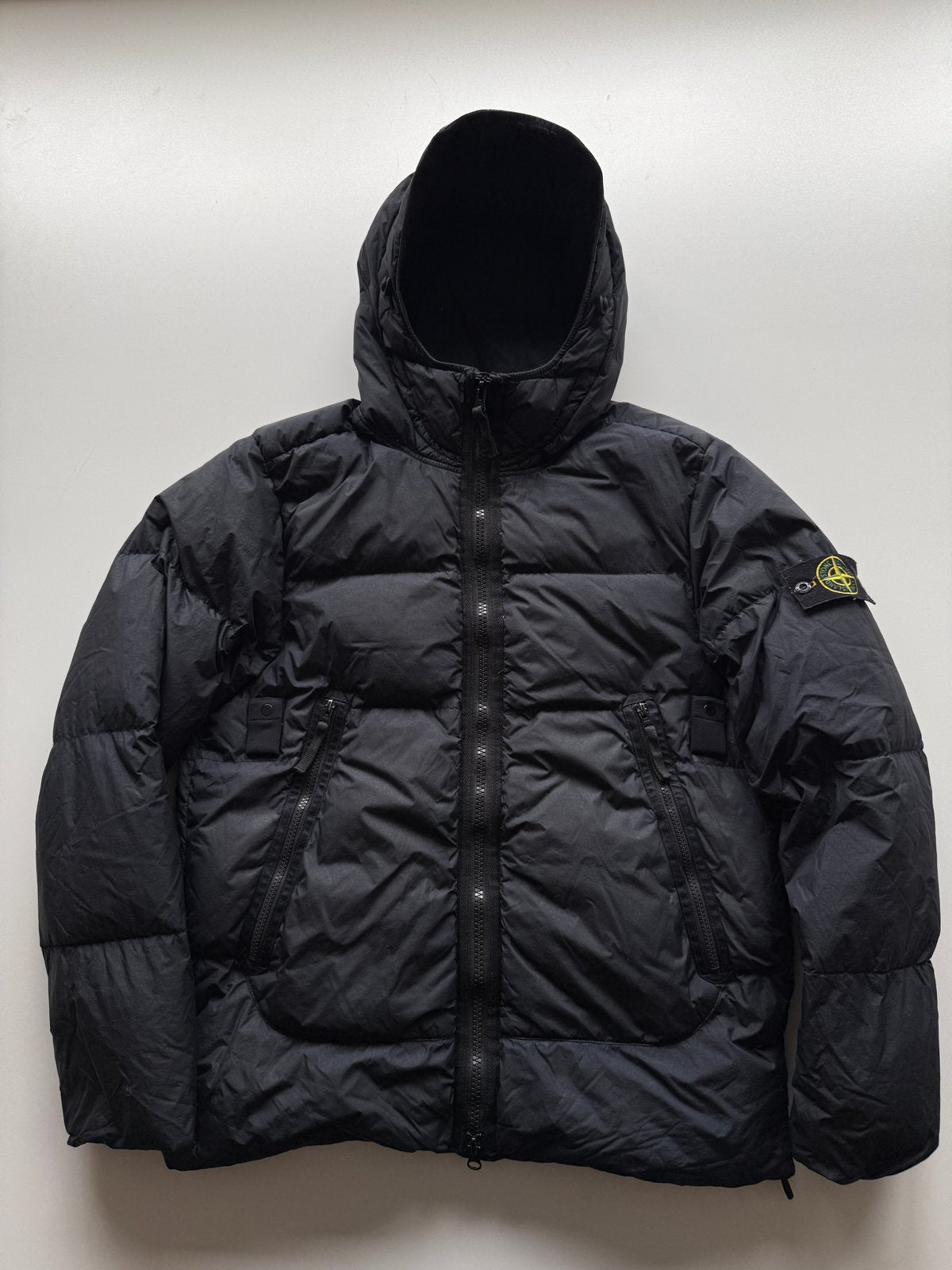 Stone Island Crinkle Reps NY Down Jacket Zwart Maat M, Ophalen of Verzenden, Zo goed als nieuw, Maat 48/50 (M), Zwart