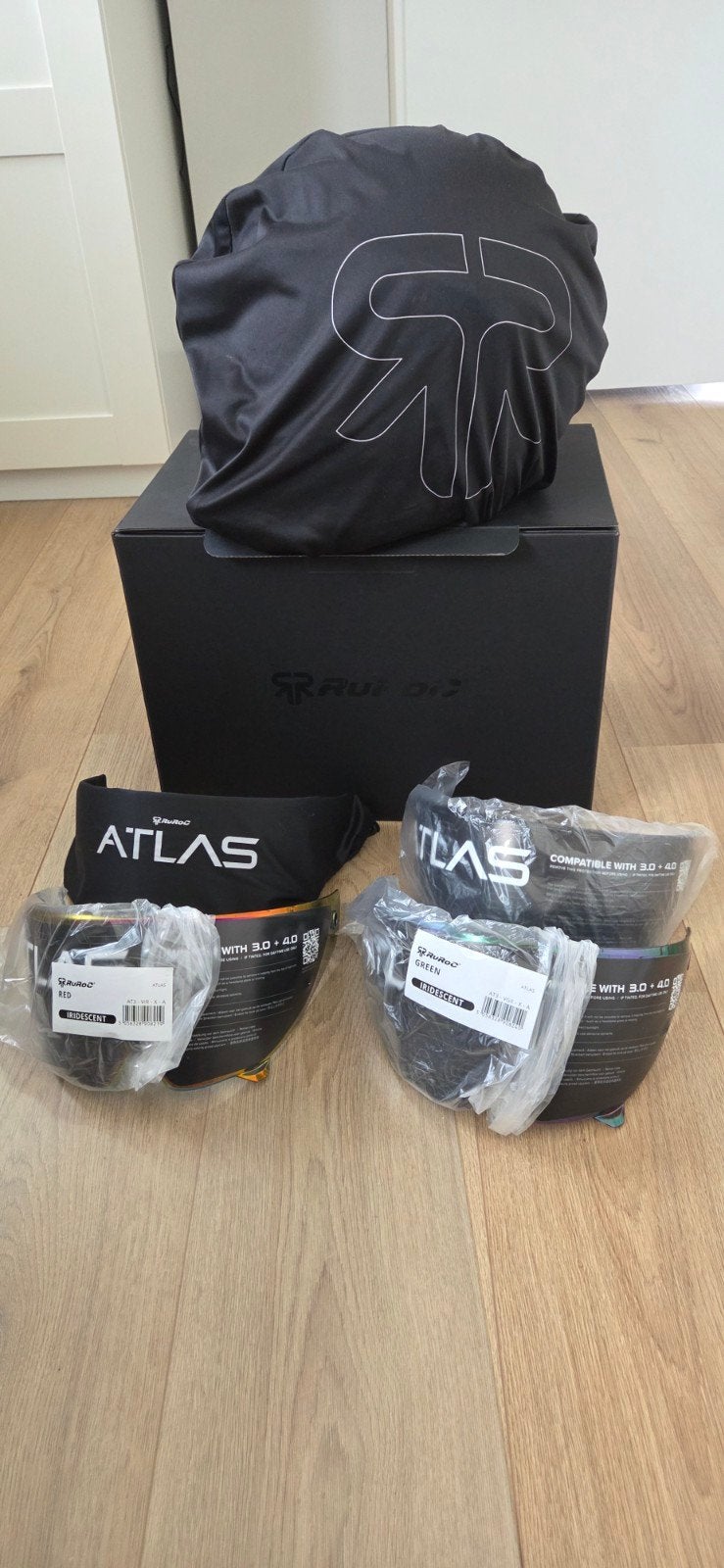 Ruroc Atlas 4.0 Carbon motorhelm met extra vizieren, Motoren, Ophalen of Verzenden, Ruroc