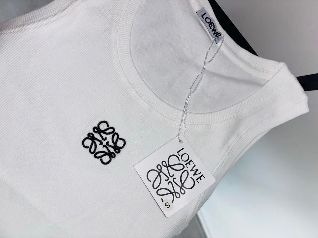 Loewe witte ribgebreide tanktop maat S, Wit, Ophalen of Verzenden, Zo goed als nieuw, Maat 36 (S)