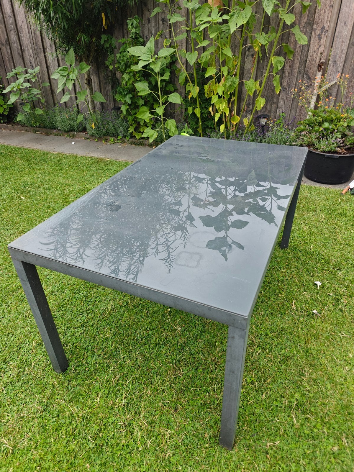 Tuin tuintafel 150x90x75 cm, Tuin en Terras, Tuintafels, Ophalen, Gebruikt, Rechthoekig, Metaal