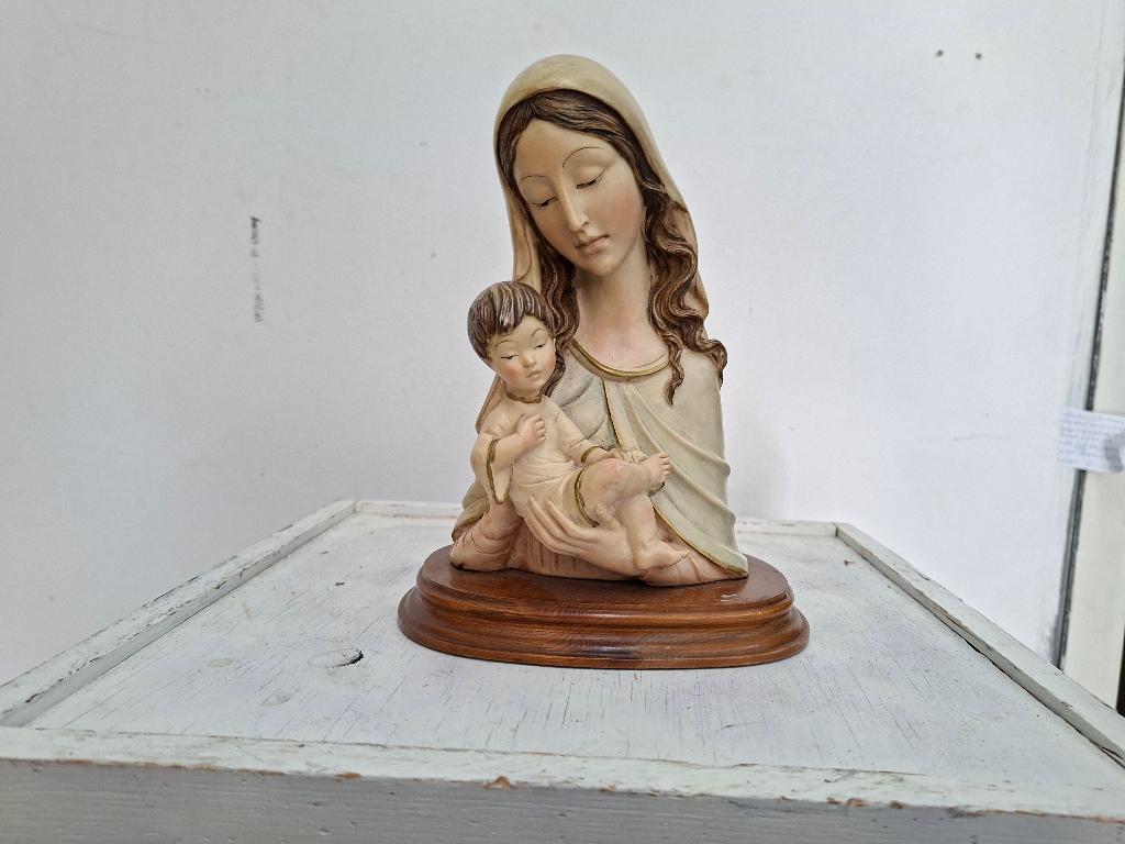 antiek maria beeld met christus uit italy, Ophalen of Verzenden, Buste