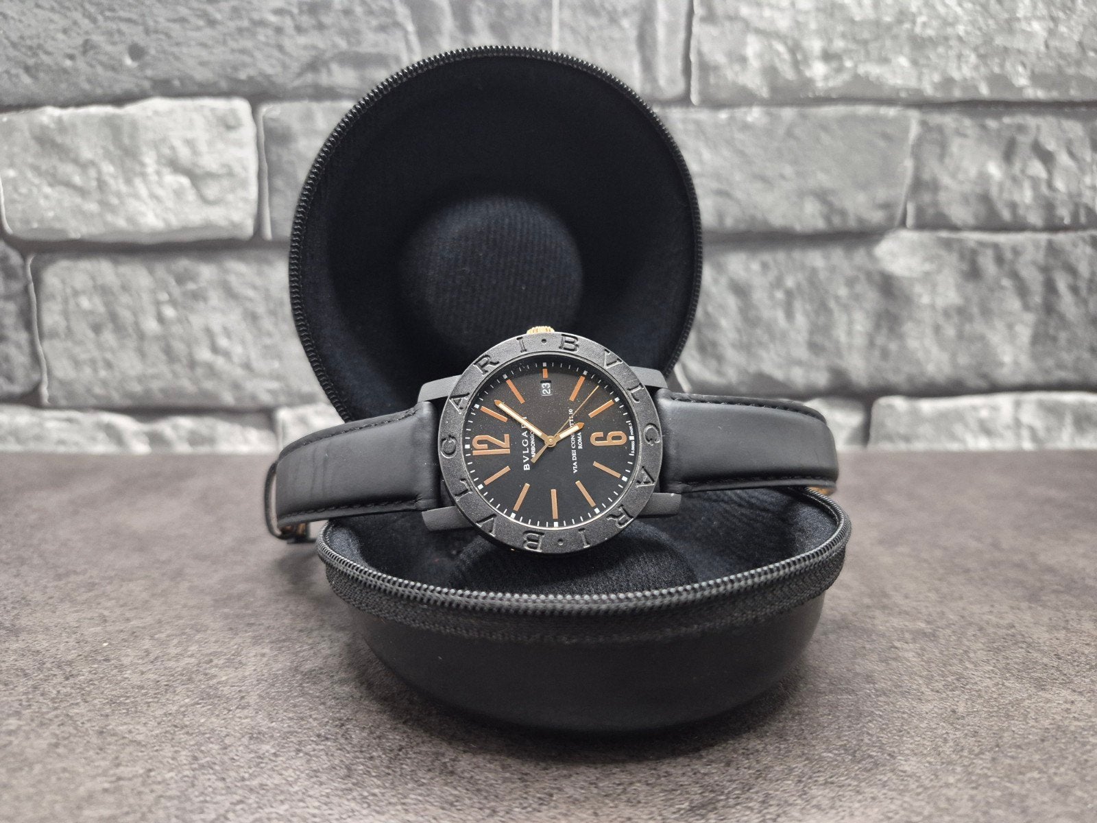 Bvlgari Carbongold BB40 via dei condotti 10 Roma, Overige merken, Kunststof, Leer, Bvlgari