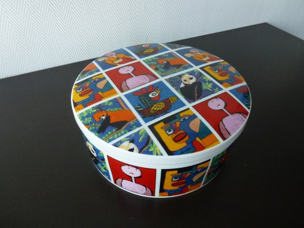 Koektrommel Keramiek met  kleurrijke illustraties Reinaerde, Overige merken, Keramiek, Overige typen, Ophalen of Verzenden