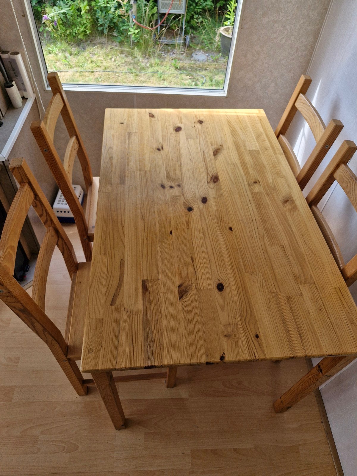 Compacte houten eettafel met stoelen (120x75 cm), Ophalen, 100 tot 150 cm, 50 tot 100 cm, Vier personen