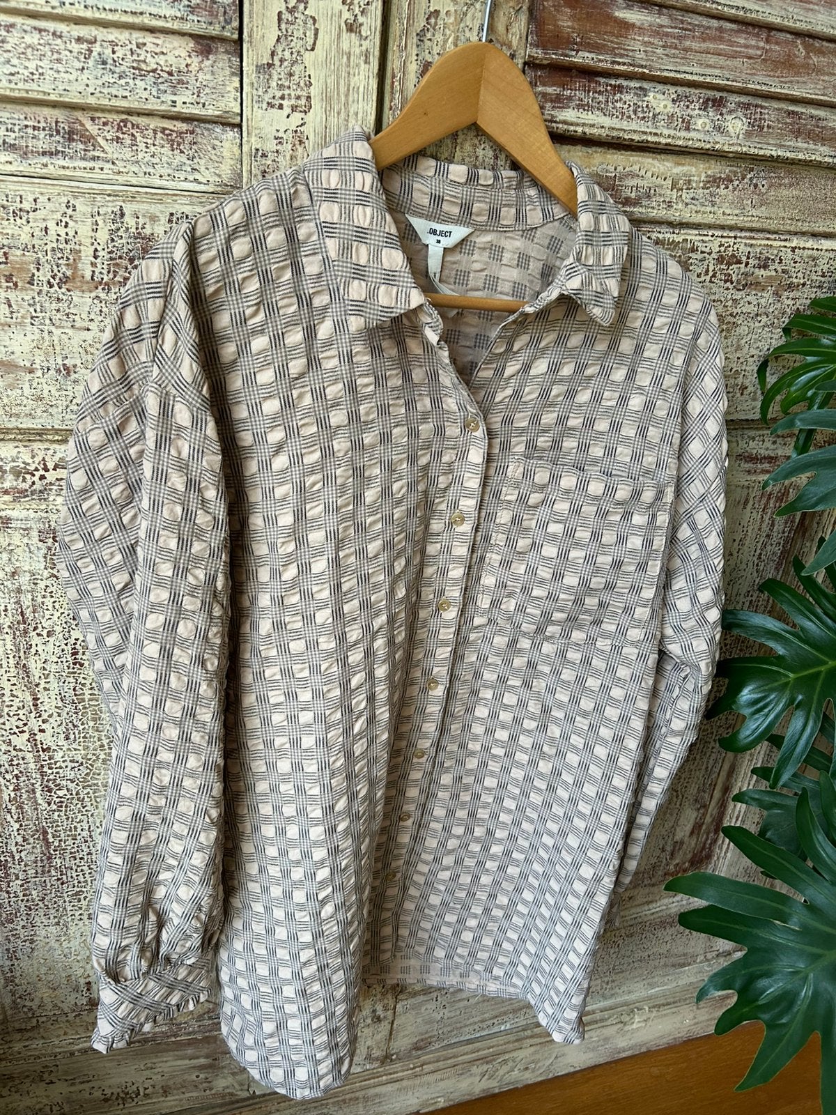 Object beige oversized blouse maat 38, Kleding | Dames, Blouses en Tunieken, Ophalen of Verzenden, Zo goed als nieuw, Maat 38/40 (M)
