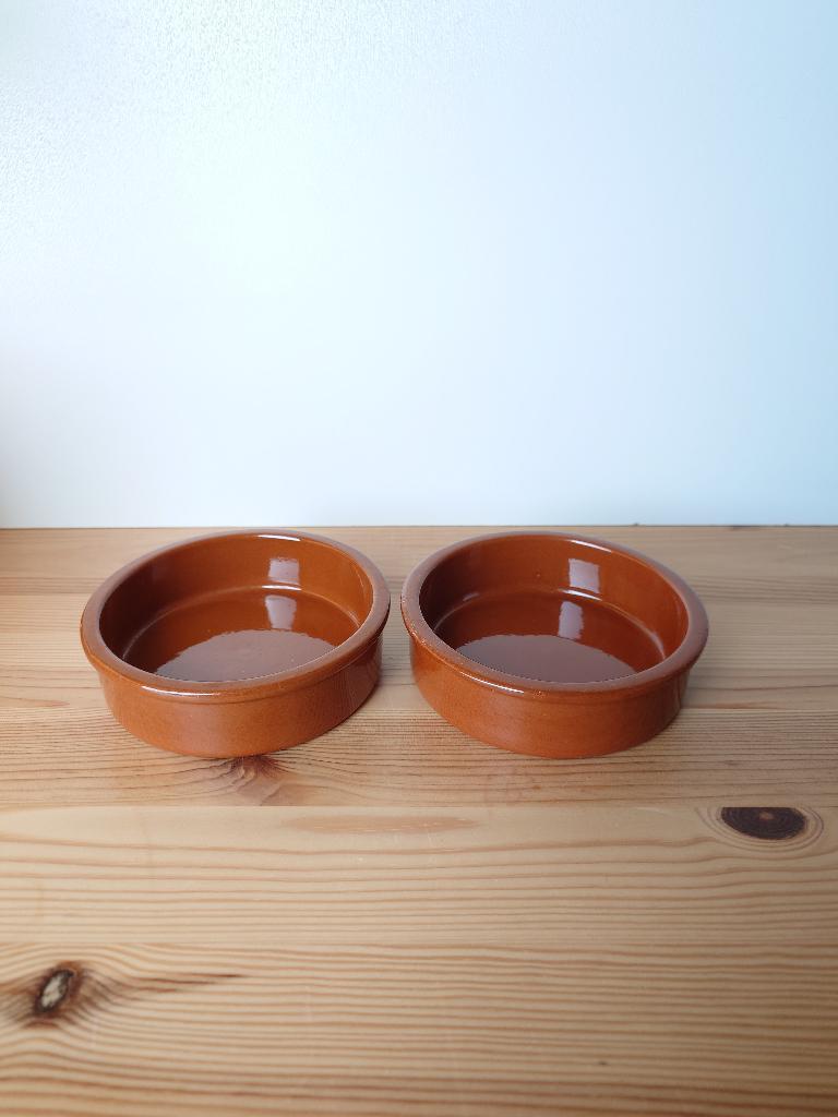 set van 2 terracotta tapaschaaltjes - geglazuurd, Antiek en Kunst, Antiek | Keramiek en Aardewerk, Ophalen of Verzenden