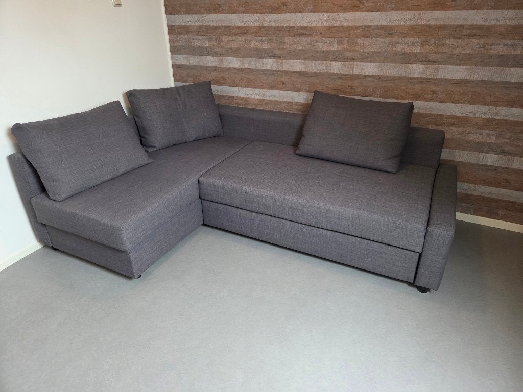 Hoek- slaapbank, Ophalen, Bruin, Tweepersoons, 140 cm