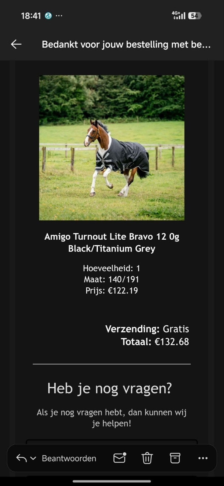Amigo turnout Bravo 0 grams regendeken maat 140/191, Gebruikt, 0 g, Ophalen of Verzenden, Regendeken