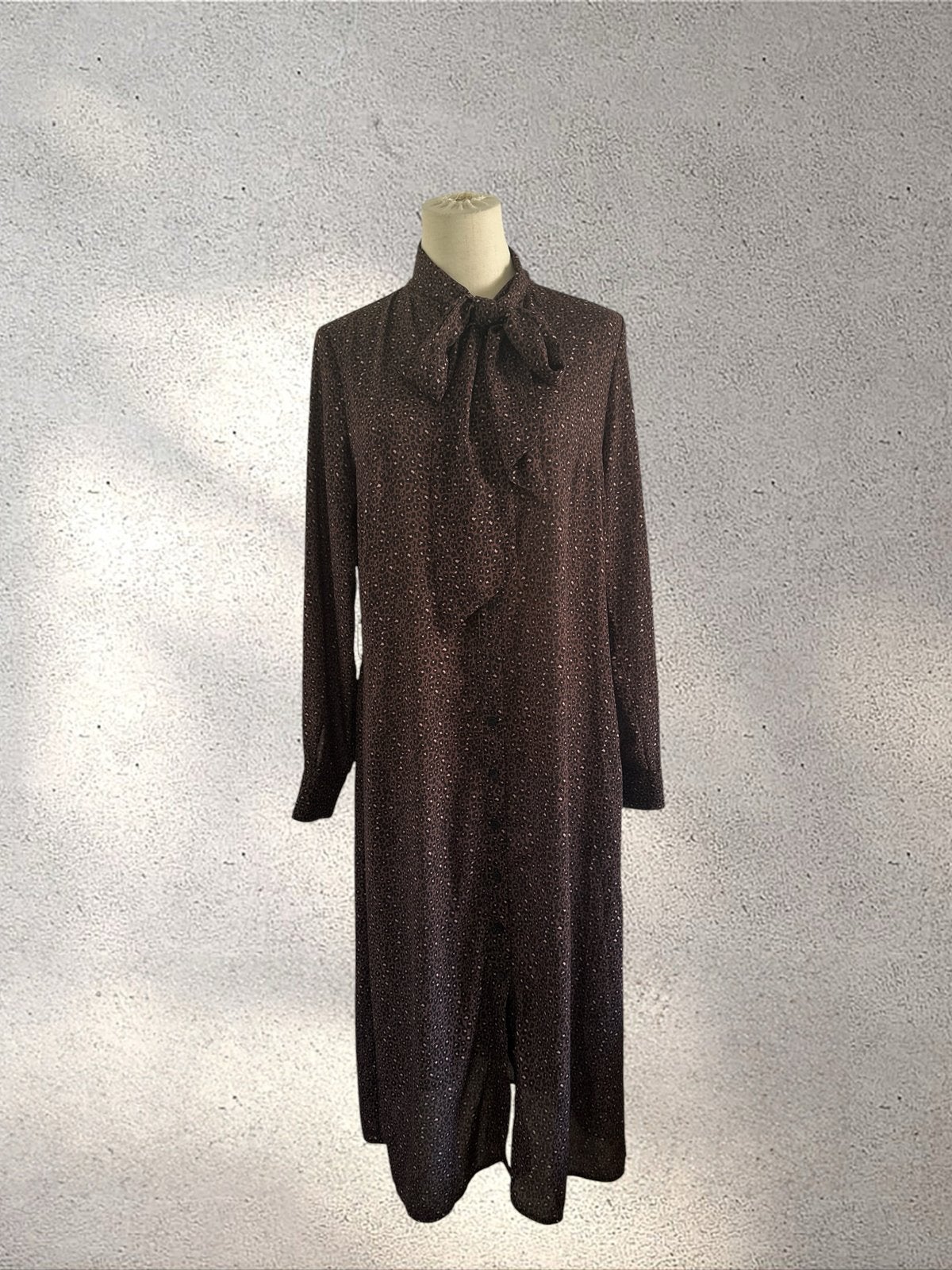 Studio Anneloes jurk met strikkraag - Leopard print, Maat 38/40 (M), Bruin, Ophalen of Verzenden, Zo goed als nieuw