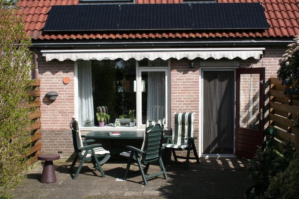 knikarm zonnescherm + Voor-Luifel, Tuin en Terras, Zonneschermen, Ophalen, Gebruikt, 450 cm of meer, 150 tot 300 cm