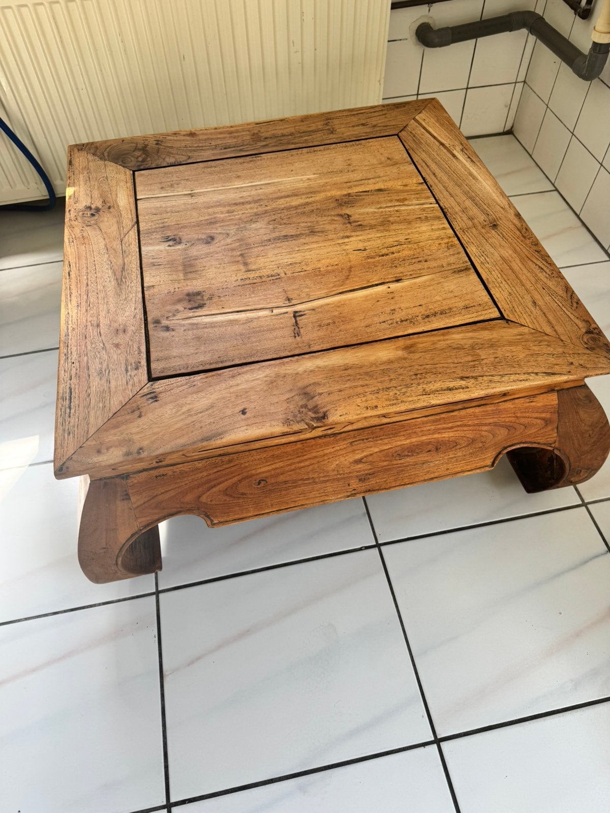 Mooie opiumtafel teak, Ophalen, Teakhout, 50 tot 100 cm, Zo goed als nieuw