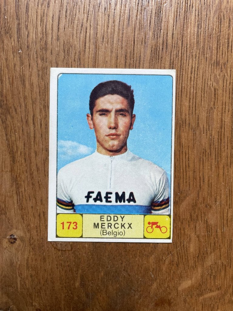 Panini plaatje Eddy Merckx 1968 zeldzaam, Ophalen of Verzenden, Zo goed als nieuw, Buitenlandse clubs, Poster, Plaatje of Sticker