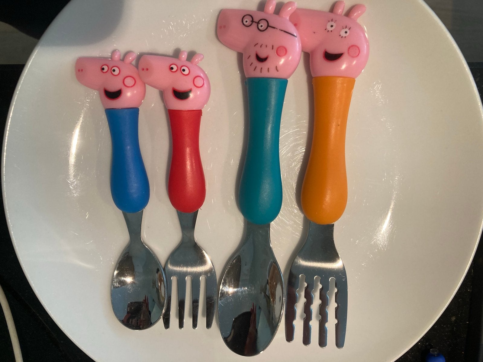 Peppa pig kinderbestek, Ophalen of Verzenden, Zo goed als nieuw, Rvs of Chroom