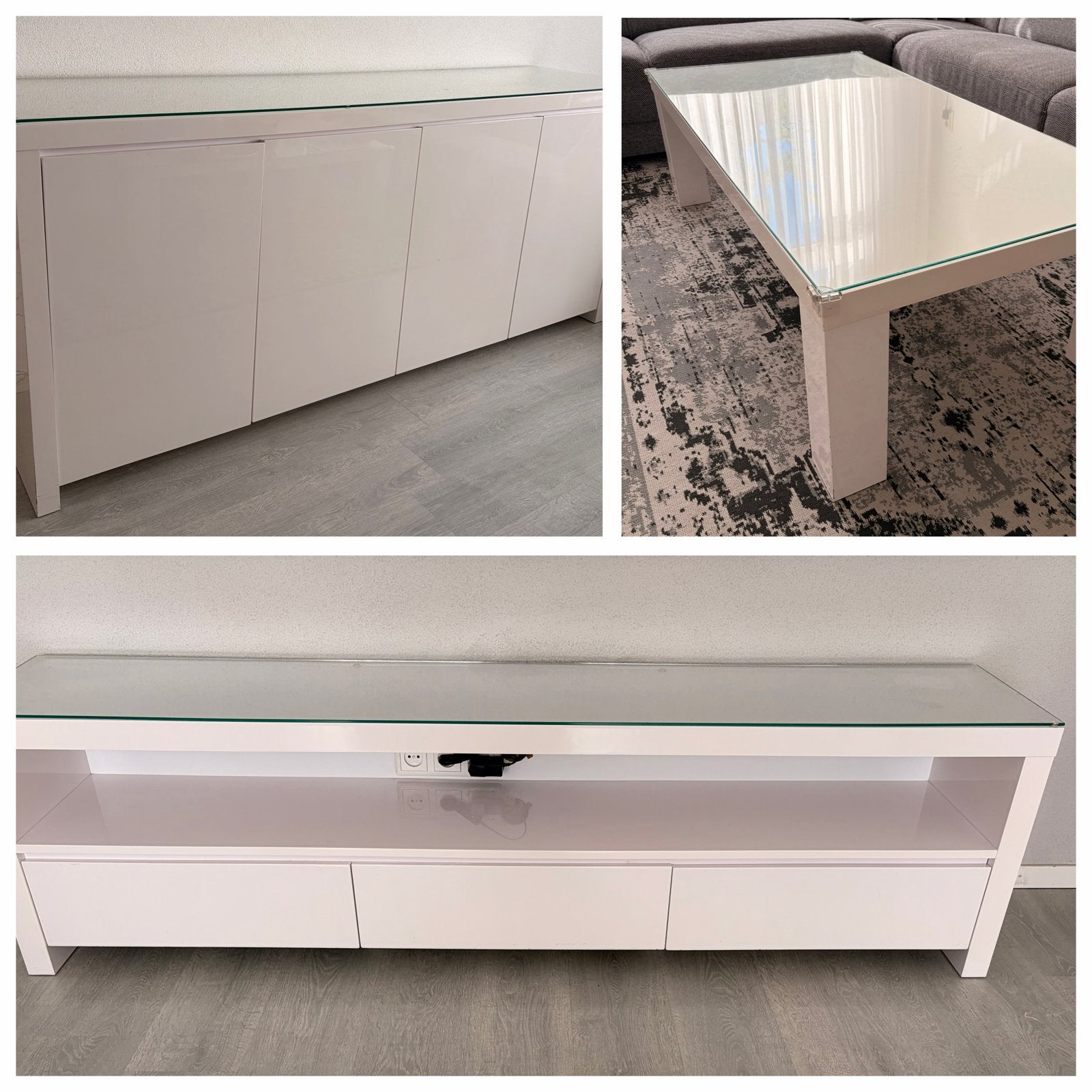 MOET WEG! Hoogglans salontafel, dressoir en tv-meubel, Huis en Inrichting, Tafels | Salontafels, Ophalen, Gebruikt, Rechthoekig