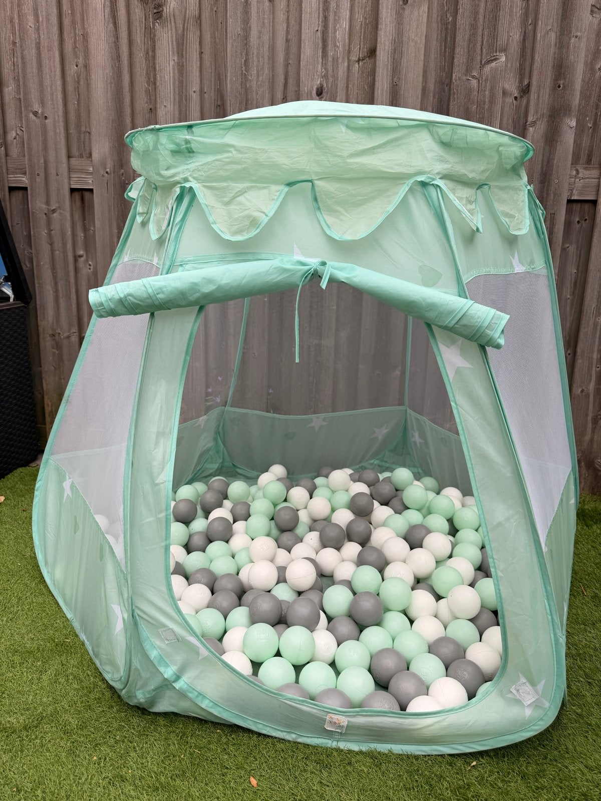 Speeltent met ballenbak ballen - Groen/Wit/Grijs, Ophalen, Gebruikt, Kunststof
