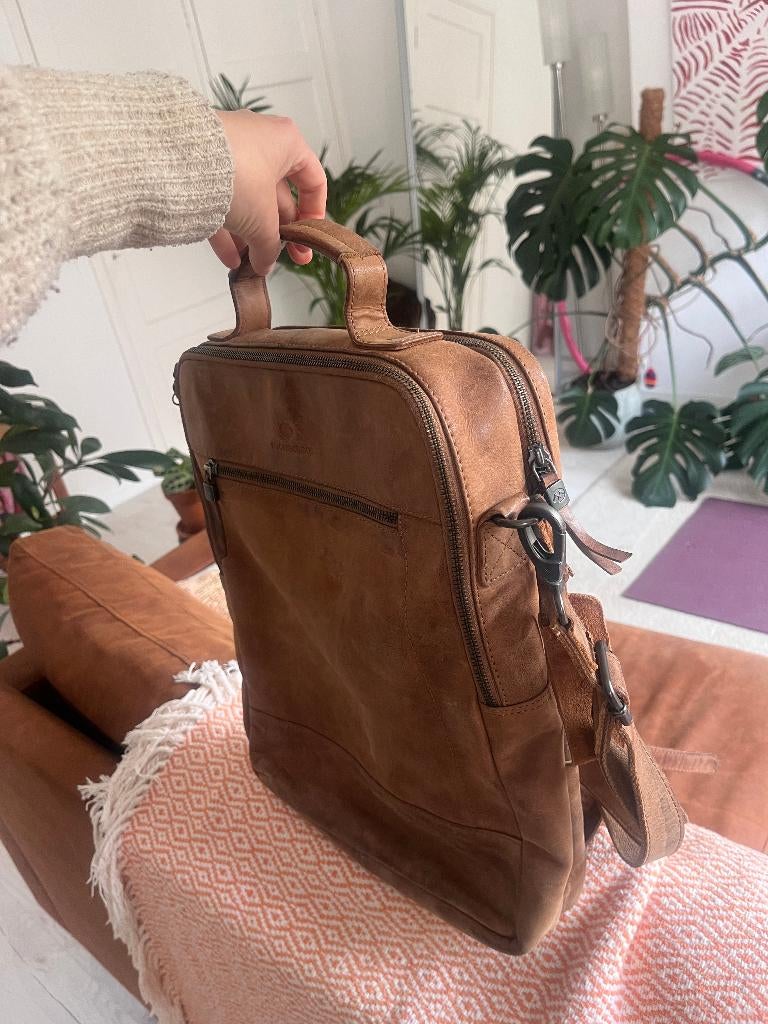 Mooie leren Micmacbags tas te koop!, Sieraden, Tassen en Uiterlijk, Tassen | Schoudertassen, Bruin, Zo goed als nieuw, Leer, Ophalen