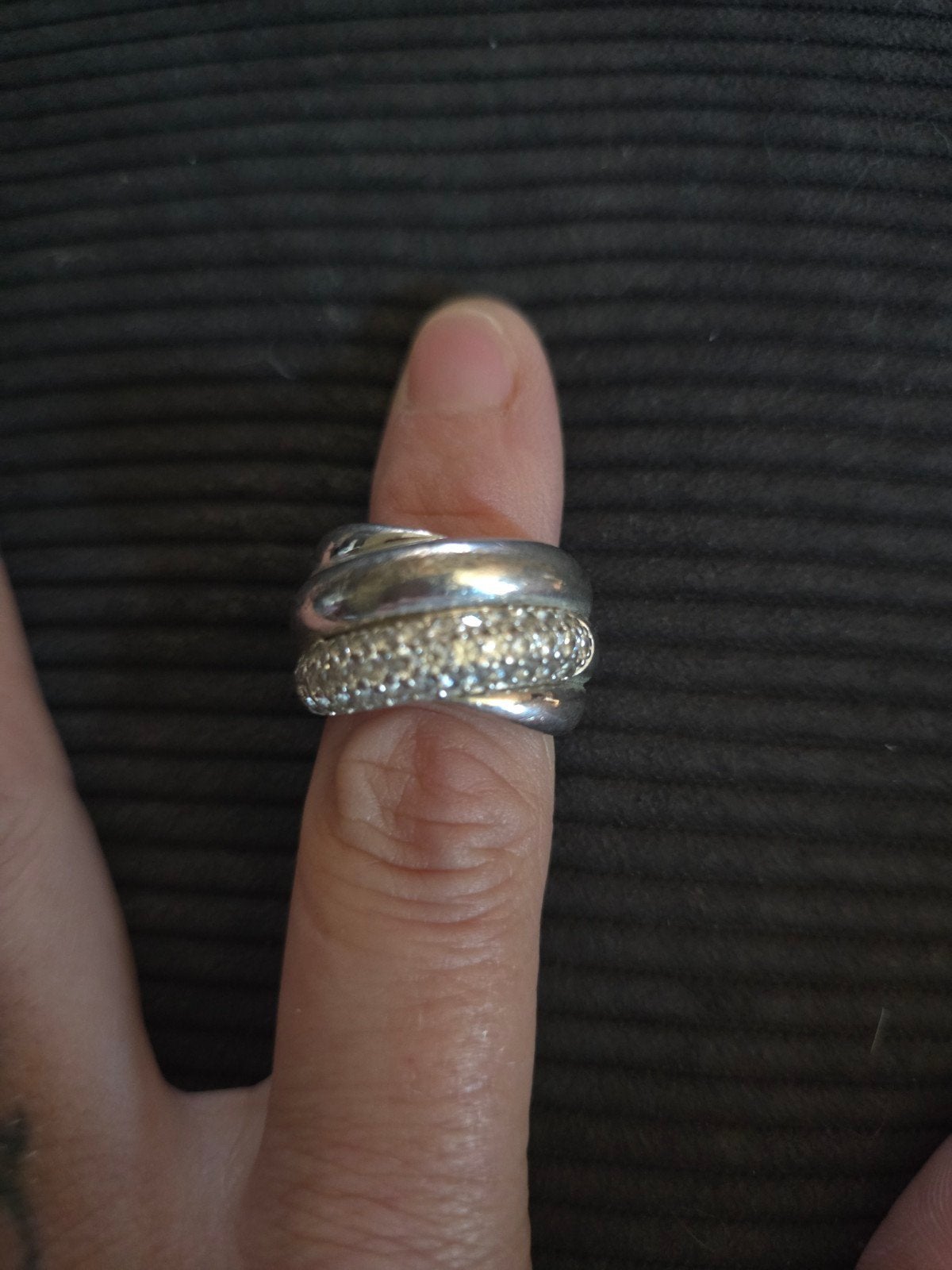 Zilveren ring maat 17 met strass, Gebruikt, Ophalen of Verzenden, 17 tot 18, Dame