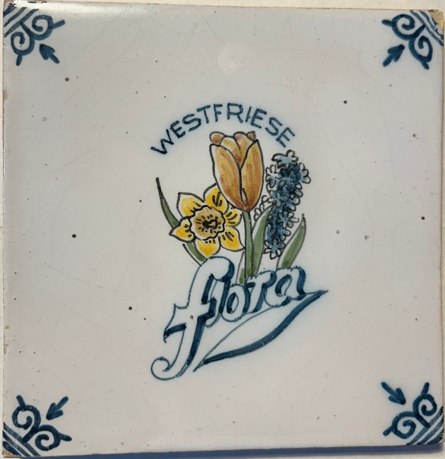 Tichelaar Makkum tegeltje west friese flora, Antiek en Kunst, Ophalen of Verzenden