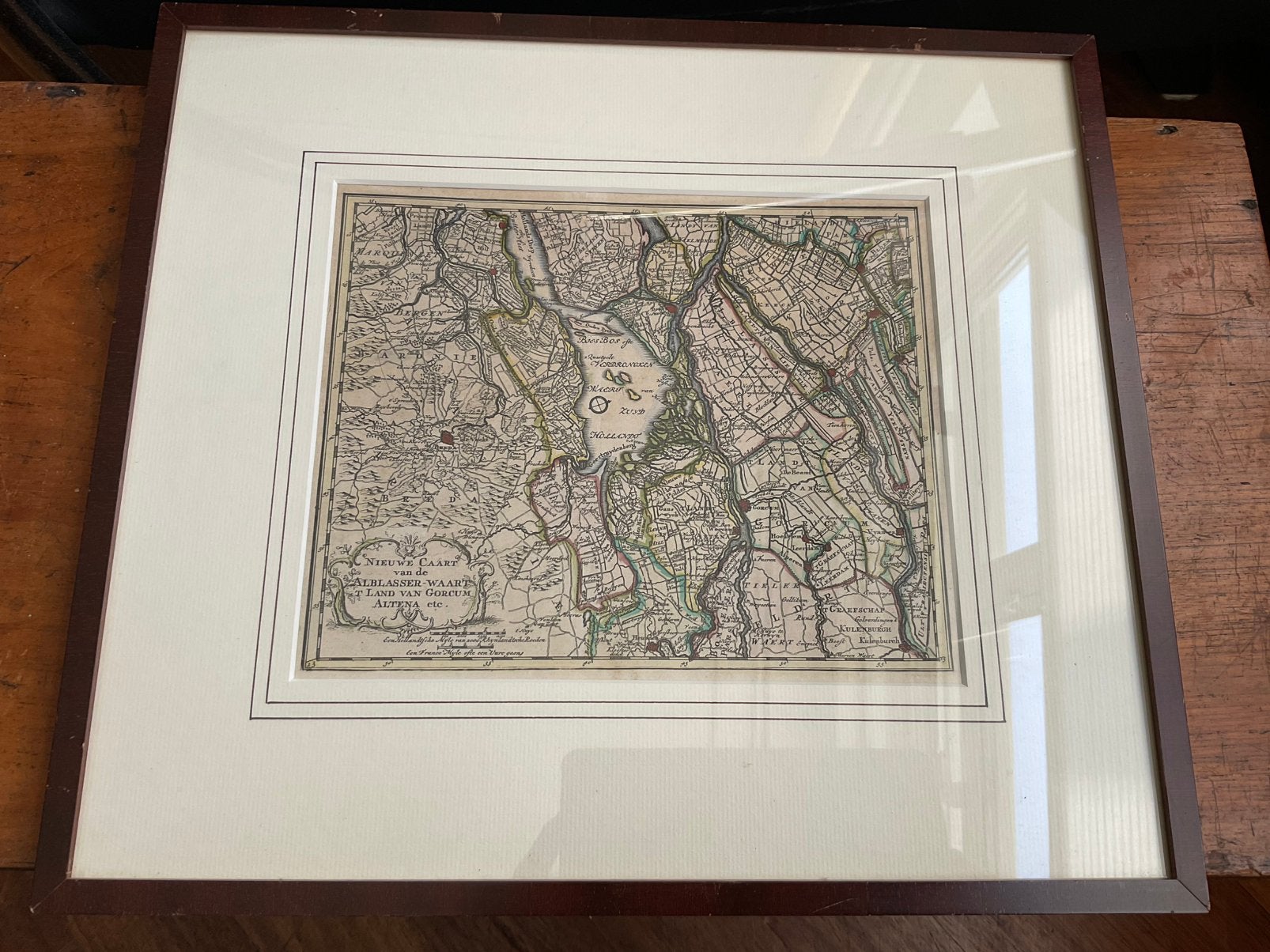 Caart van de Alblasser-Waart 't Land van Gorcum , anno 1780, Antiek en Kunst, Kunst | Etsen en Gravures, Ophalen of Verzenden