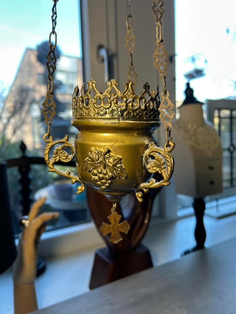 Antiek wierookvat of godslamp, 13 cm, Antiek en Kunst, Antiek | Religie, Ophalen of Verzenden