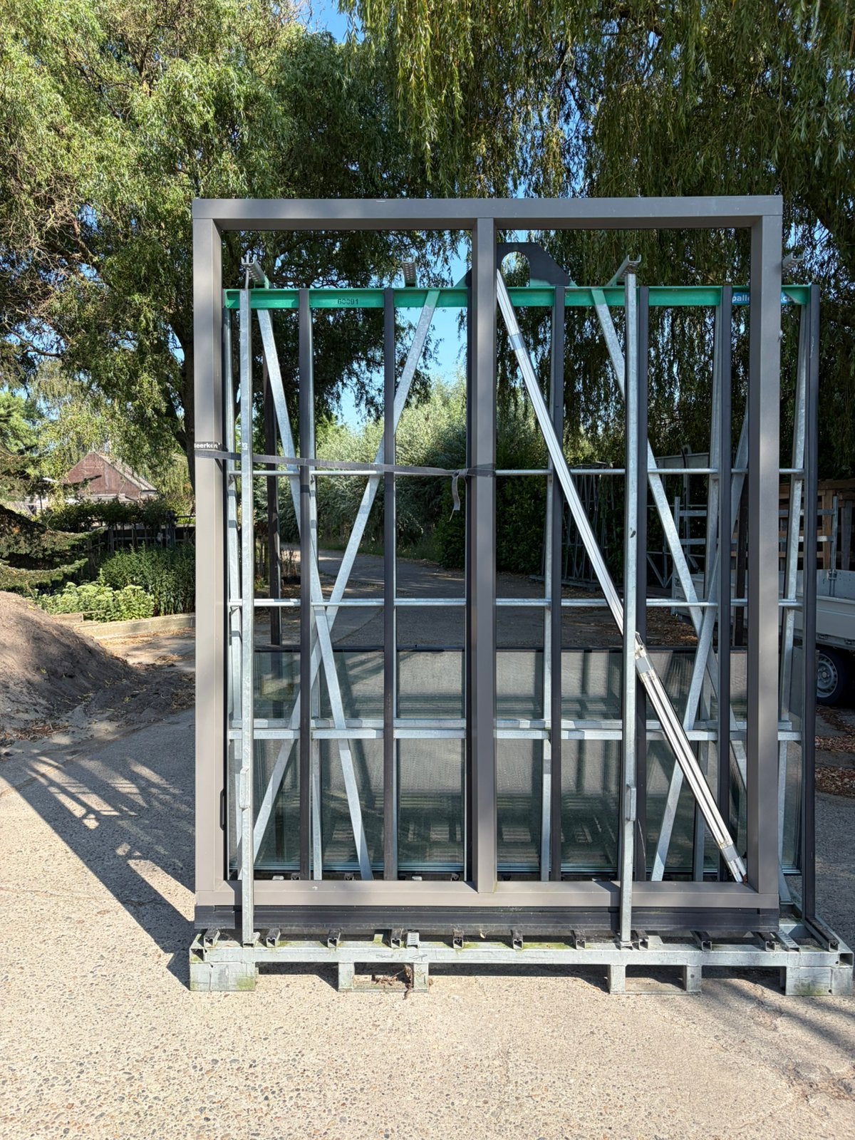 Kunststofkozijn met Triple glas, Tuin en Terras, Tuinpoorten, Ophalen, Zo goed als nieuw, 200 cm of meer, Draaipoort