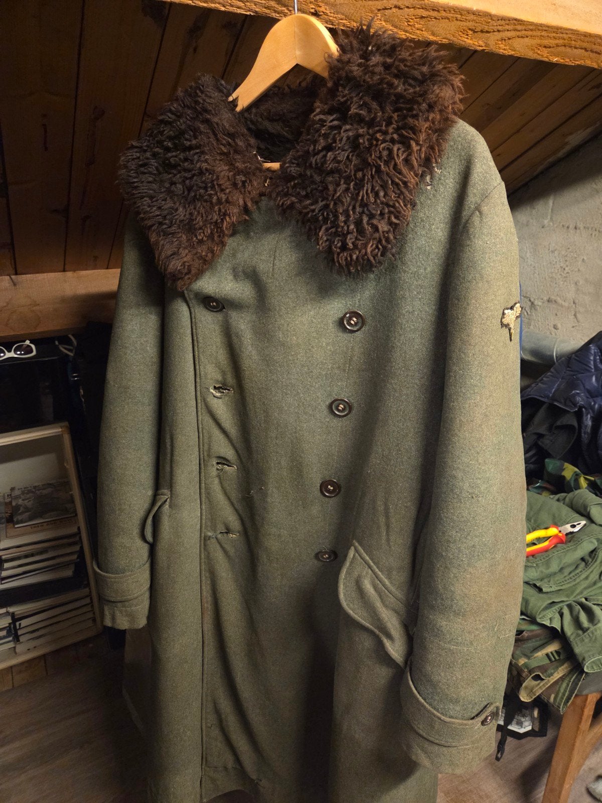 Vintage Duitse militaire jas met bontkraag, Ophalen of Verzenden, Overige soorten, Duitsland, Kleding of Schoenen