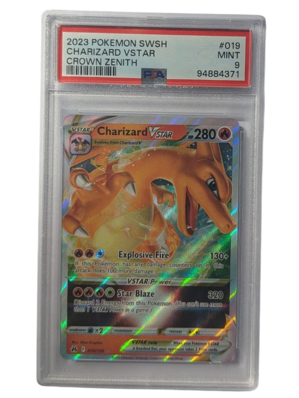 PSA 9 Charizard VSTAR Crown Zenith 019/159 Pokémon Kaart, Hobby en Vrije tijd, Ophalen of Verzenden, Zo goed als nieuw, Losse kaart