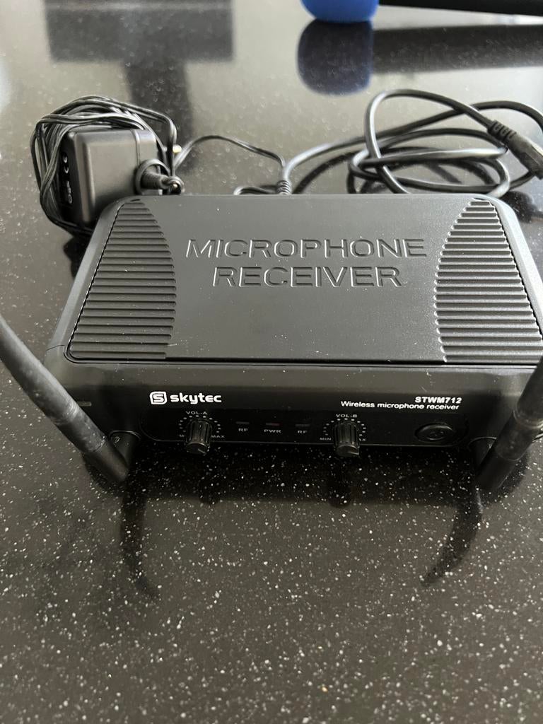 Skytec STWM712 draadloze microfoonset incl. headset, Ophalen of Verzenden, Gebruikt, Zangmicrofoon, Draadloos