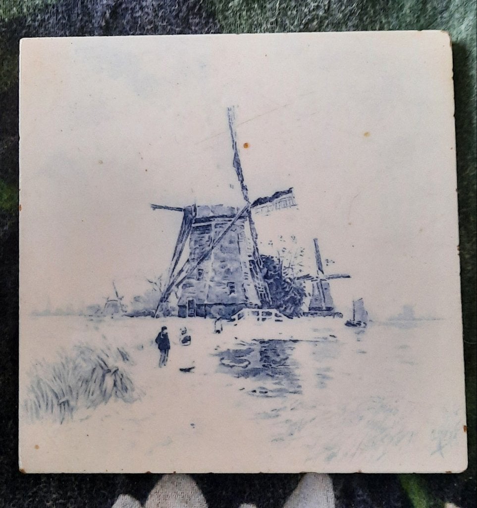 antiek delfts blauw tegeltje 15,5 x 15,5 cm, Antiek en Kunst, Ophalen of Verzenden