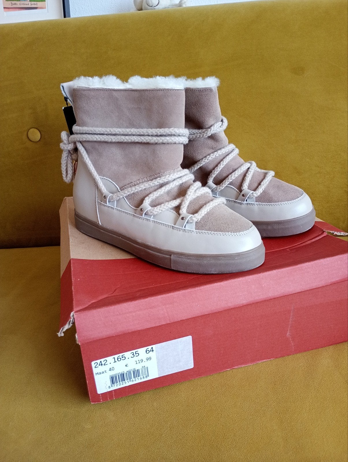 Nieuwe gevoerde laarsjes maat 40 - Beige/Bruin leer/ suede, Kleding | Dames, Beige, Lage of Enkellaarzen, Nieuw, Ophalen of Verzenden