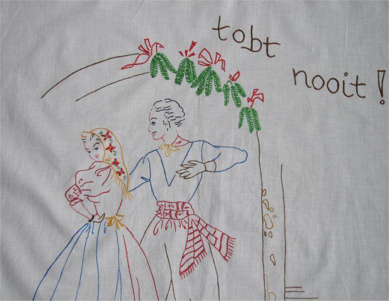 Overhanddoek - Tobt nooit (handgeborduurd), Ophalen of Verzenden