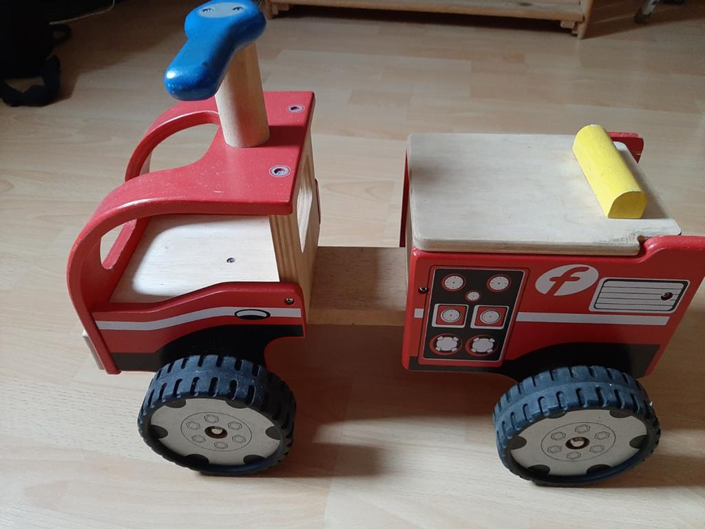 Houten loopauto/loopwagen brandweer, Ophalen
