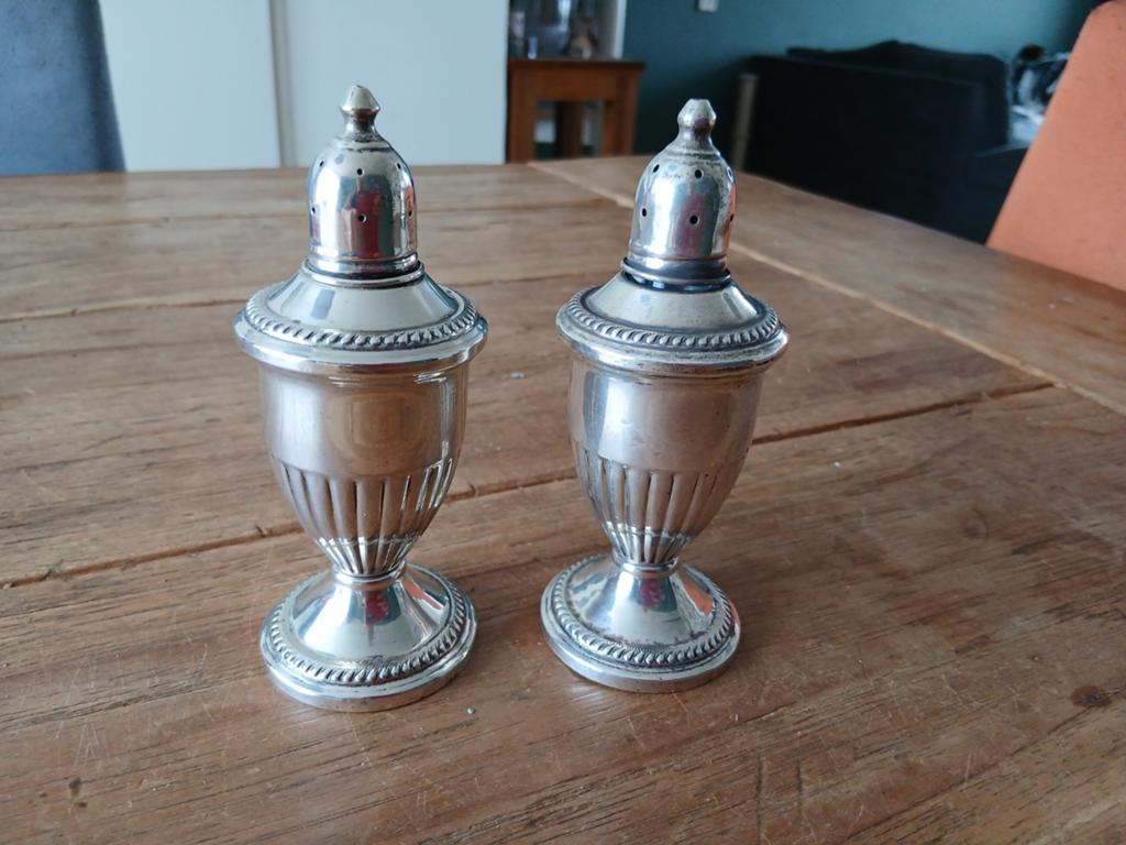 Zilveren peper en zout stel setje, Antiek en Kunst, Ophalen of Verzenden