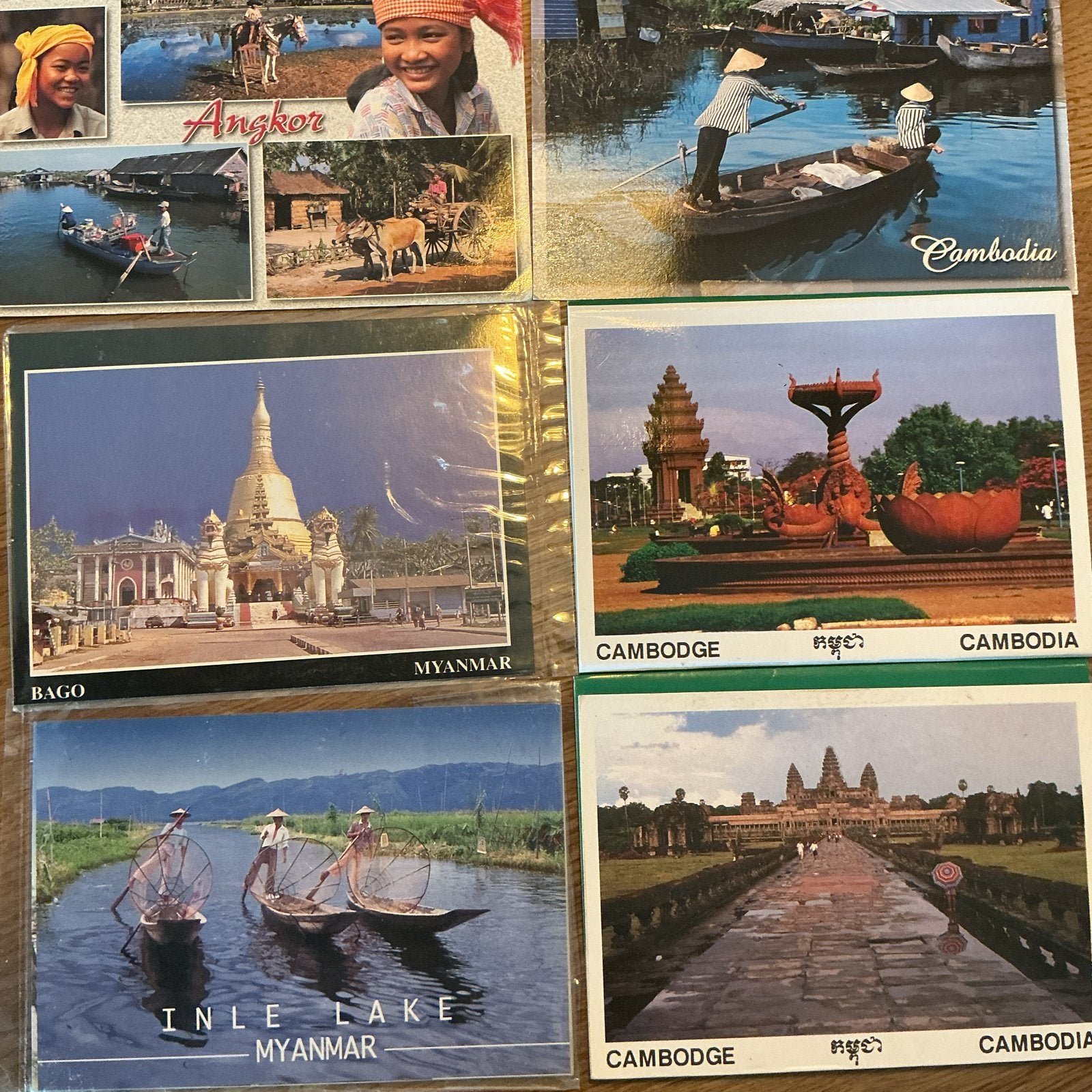 60 Ansichtkaarten uit Cambodja en Myanmar + documentatie, Verzamelen, Ophalen of Verzenden, 1980 tot heden, Ongelopen, Buiten Europa